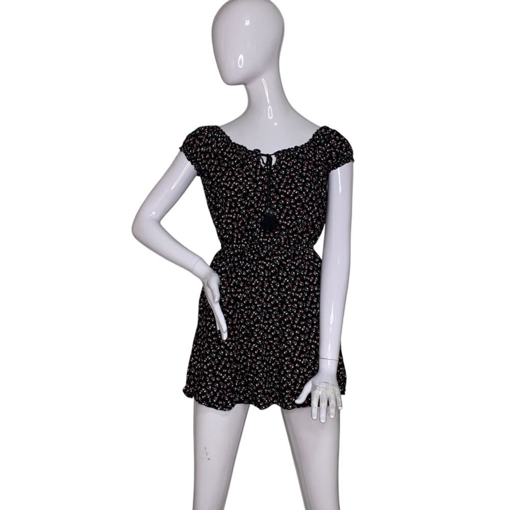 Forever 21 Mini Dress Short Sleeve Black Multicolor Floral Print Size S